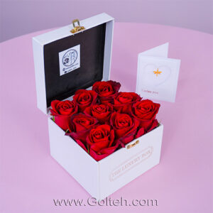 باکس گل رز 9 شاخه