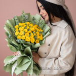 دسته گل رز زرد