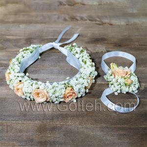 تاج گل سر و دستبند عروس