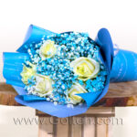 دسته گل ژیپسوفیلا و رز
