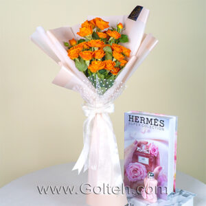 دسته گل رز مینیاتوری نارنجی