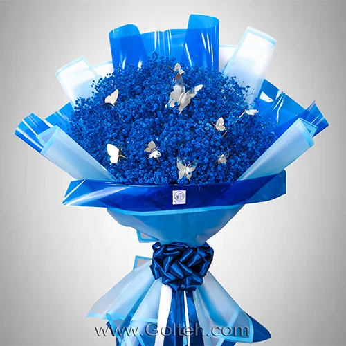 دسته گل ژیپسوفیلا آبی