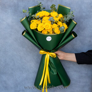دسته گل رز زرد