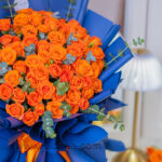 دسته گل رز مینیاتوری نارنجی