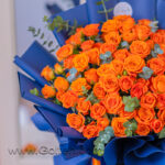 دسته گل رز مینیاتوری نارنجی