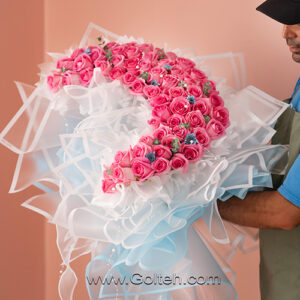 دسته گل ماه رز هلندی صورتی