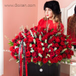 باکس گل 100 شاخه گل رز هلندی قرمز