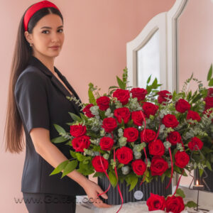 باکس گل رز هلندی 25 شاخه