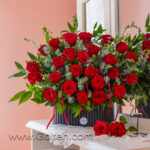 باکس گل رز هلندی 25 شاخه