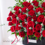 باکس گل رز هلندی قرمز 40 شاخه