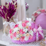 باکس گل گهواره نوزاد دخترانه صورتی