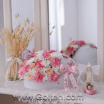 باکس گل گهواره نوزاد دخترانه صورتی