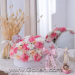 باکس گل گهواره نوزاد دخترانه صورتی