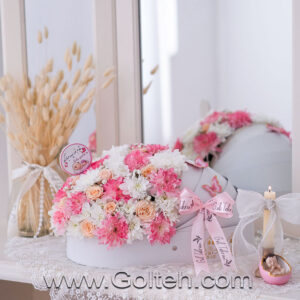 باکس گل گهواره نوزاد دخترانه صورتی