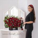 باکس گل رز هلندی قرمز 40 شاخه
